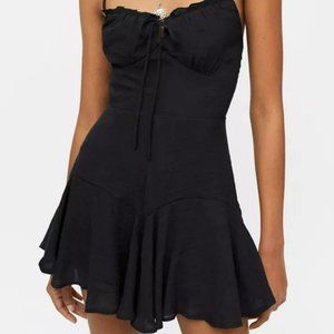 Urban Outfitters Kiss the Sky Flippy Hem Black Mini Dress